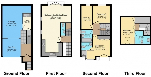 Floor Plan Image for 4 Bedroom Semi-Detached House for Sale in The Waterway, The Wharf, Nuneaton