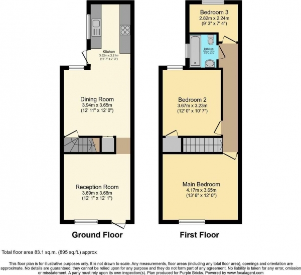 Floor Plan Image for 3 Bedroom Terraced House for Sale in Arbury Road, Stockingford, Nuneaton