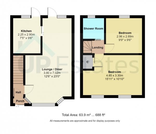 Floor Plan Image for 2 Bedroom Terraced House for Sale in Burnham Road, Whitley, Coventry