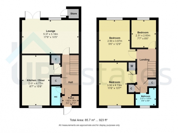 Floor Plan Image for 3 Bedroom End of Terrace House for Sale in Tarn Close, Bedworth