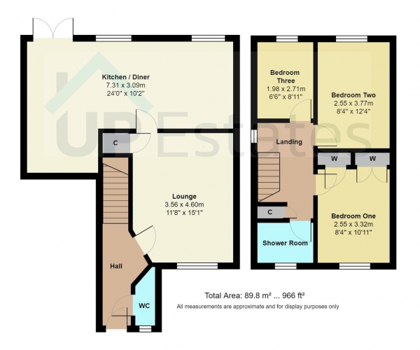 Floor Plan Image for 3 Bedroom End of Terrace House for Sale in Hatters Court, Bedworth