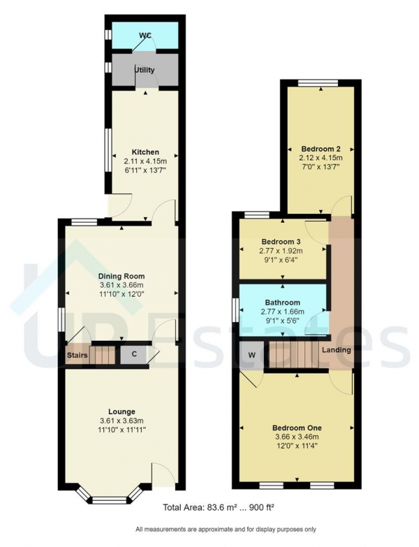 Floor Plan Image for 3 Bedroom End of Terrace House for Sale in Arbury Road, Stockingford, Nuneaton