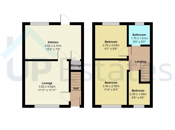 Floor Plan Image for 3 Bedroom Terraced House to Rent in Parkgate Road, Holbrooks, Coventry