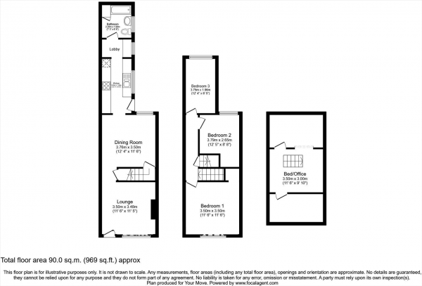 Floor Plan Image for 3 Bedroom Terraced House to Rent in Westbury Road, Nuneaton