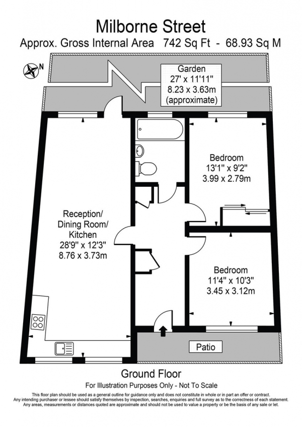 Floor Plan Image for 2 Bedroom Flat for Sale in Milborne Street