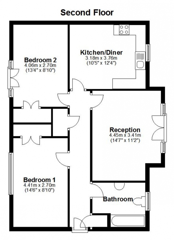 Floor Plan Image for 2 Bedroom Flat for Sale in Towpath Walk