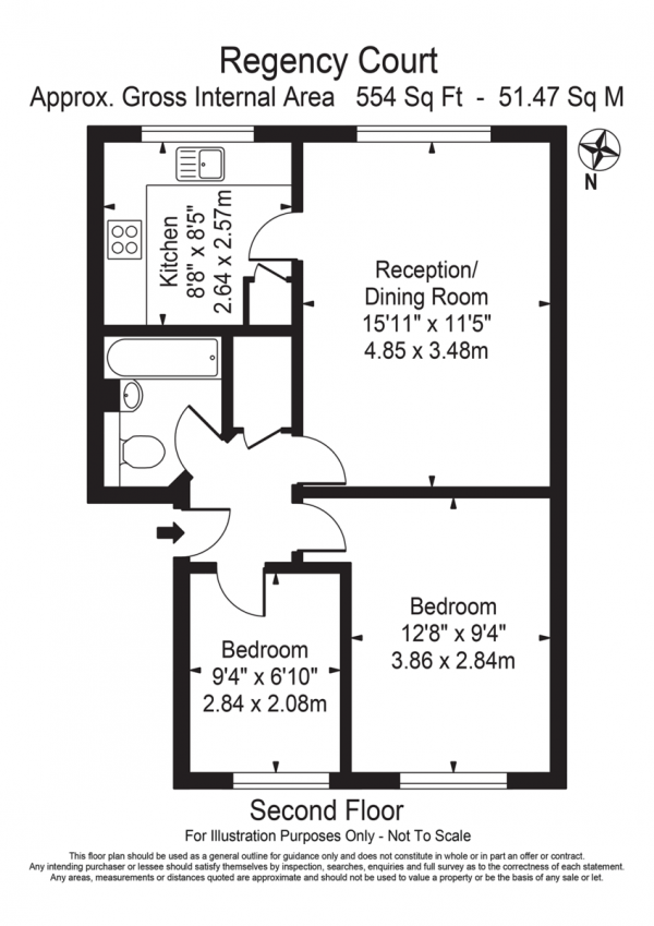 Floor Plan Image for 2 Bedroom Flat for Sale in Park Close, London