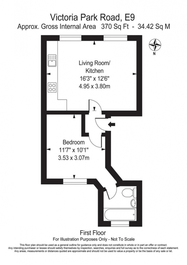 Floor Plan Image for 1 Bedroom Flat for Sale in Victoria Park Road