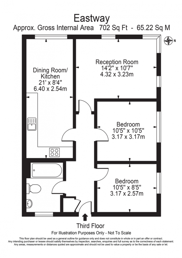 Floor Plan Image for 2 Bedroom Apartment for Sale in Eastway, London E9