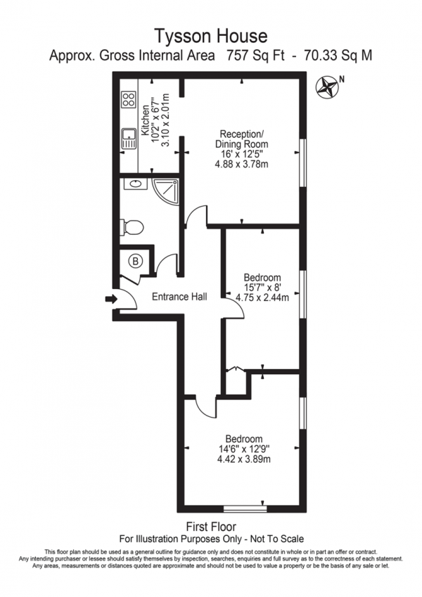 Floor Plan Image for 2 Bedroom Apartment for Sale in Tysson House, Victoria Park Road, E9