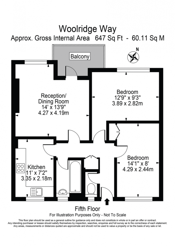 Floor Plan for 2 Bedroom Apartment for Sale in Woolridge Way, Loddiges Road, E9, 6PR -  &pound335,000