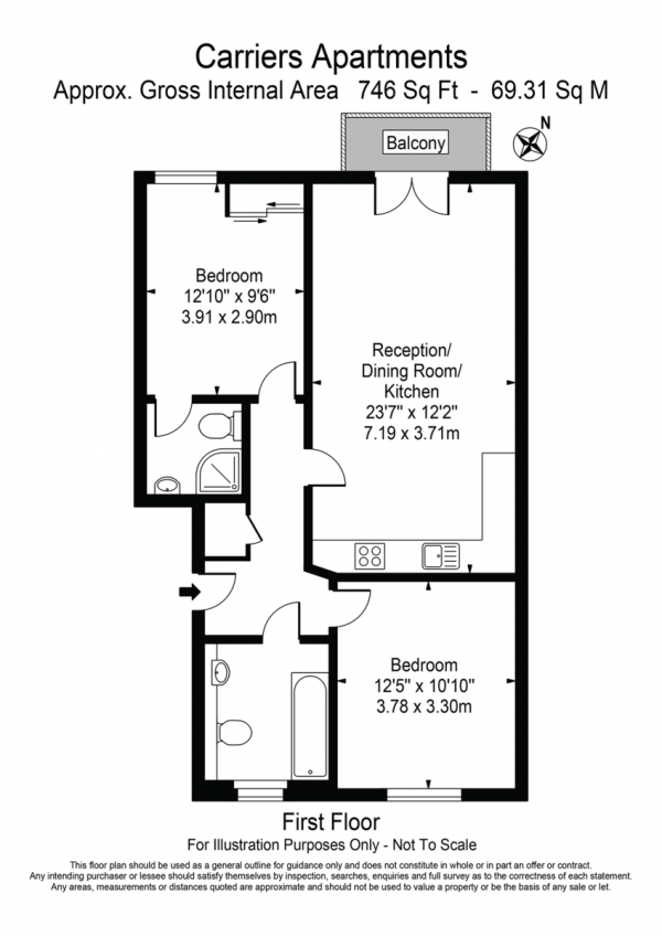 Floor Plan Image for 2 Bedroom Apartment for Sale in Stoneway Walk, London