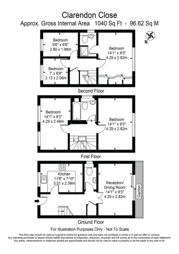 Floor Plan Image for 3 Bedroom Terraced House for Sale in Clarendon Close, Victoria Park. E9
