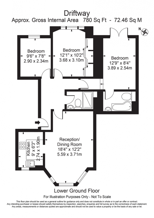 Floor Plan Image for 3 Bedroom Apartment for Sale in Driftway, 182 Grove Road