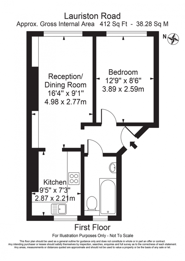 Floor Plan Image for 1 Bedroom Apartment for Sale in Lauriston Road, Victoria Park Village, London