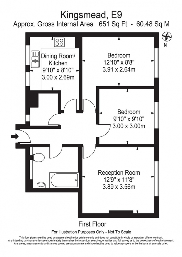 Floor Plan Image for 2 Bedroom Flat for Sale in Homerton Road