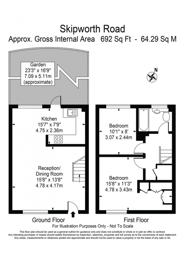 Floor Plan Image for 2 Bedroom Terraced House for Sale in Skipworth Road, London