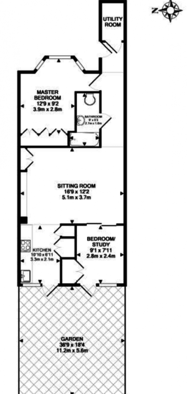 Floor Plan Image for 2 Bedroom Flat for Sale in Lauriston Road