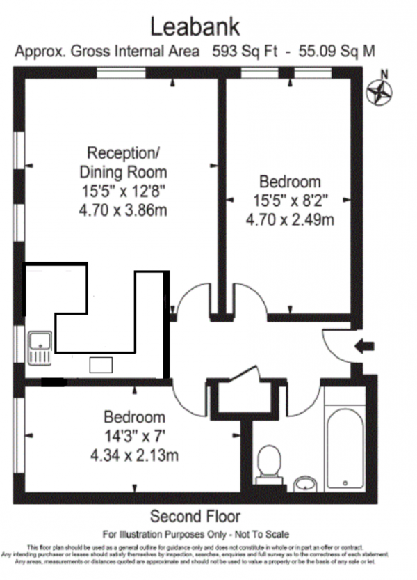 Floor Plan Image for 2 Bedroom Flat for Sale in Leabank Square