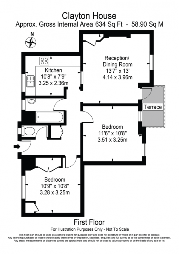 Floor Plan Image for 2 Bedroom Apartment for Sale in Clayton House, London