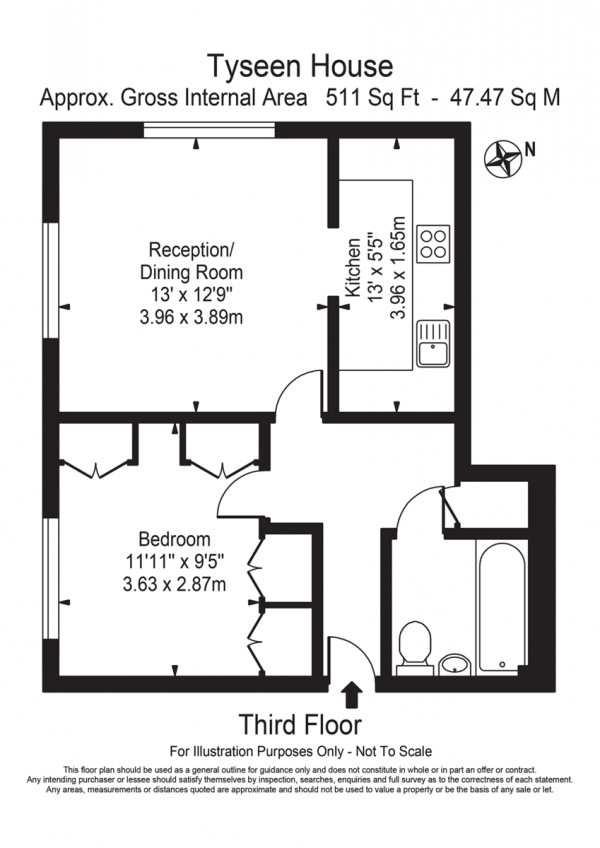 Floor Plan Image for 1 Bedroom Apartment for Sale in Tysson house, Victoria Park Road