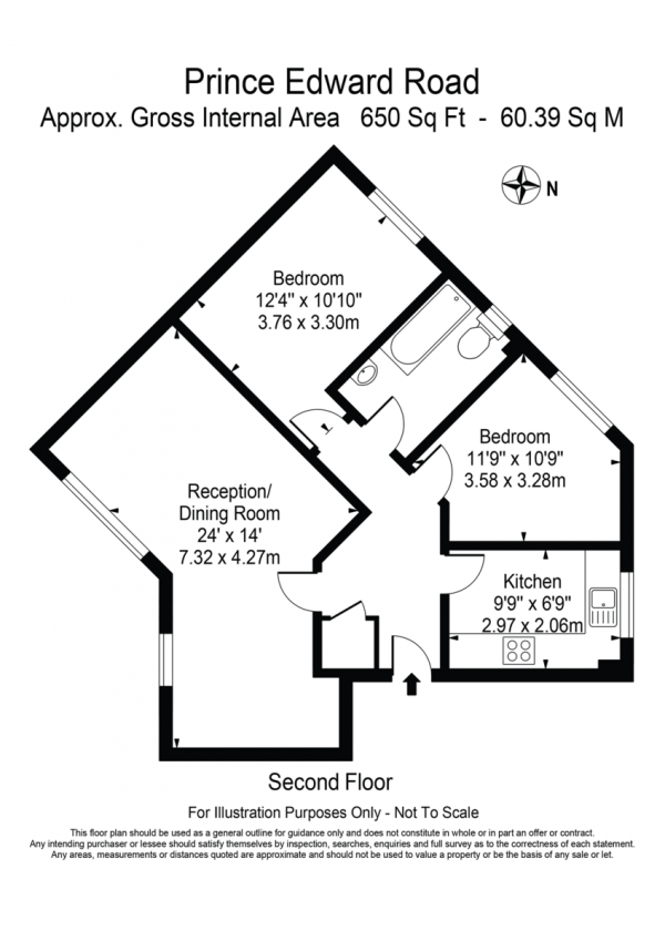 Floor Plan Image for 2 Bedroom Apartment for Sale in Prince Edward Road, Hackney Wick