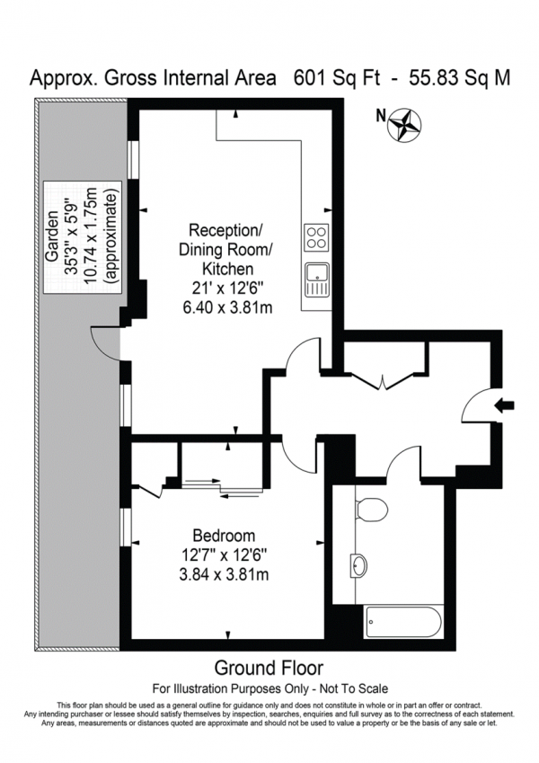 Floor Plan Image for 1 Bedroom Ground Flat for Sale in Carriers Apartments, Stoneway Walk