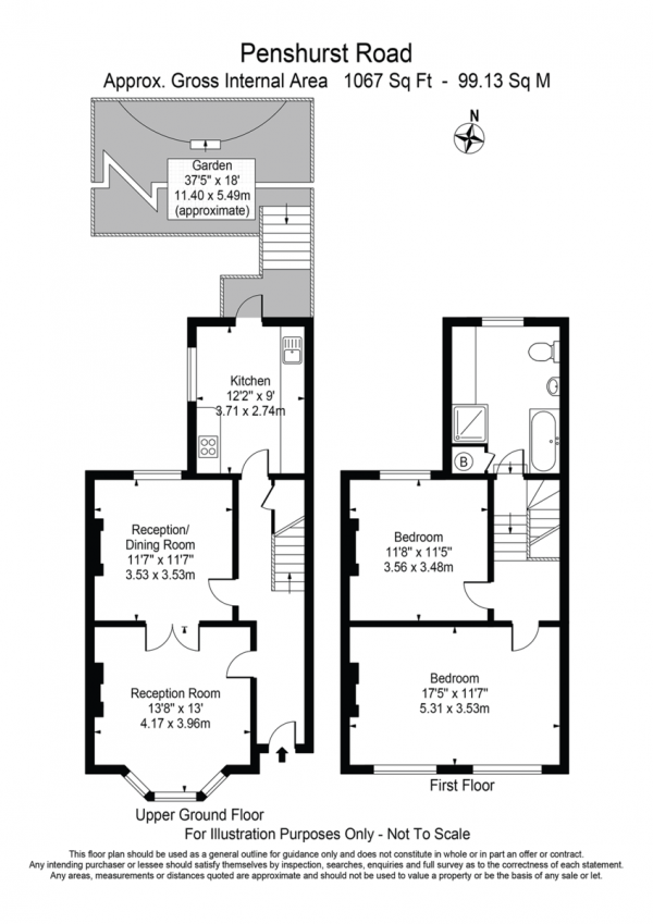 Floor Plan Image for 2 Bedroom Maisonette for Sale in Penshurst Road, Hackney