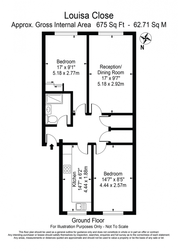 Floor Plan Image for 2 Bedroom Ground Flat for Sale in Louisa Close