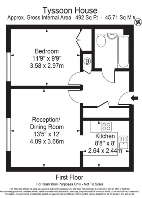 Floor Plan Image for 1 Bedroom Flat for Sale in Tysson house, Victoria Park Road E9