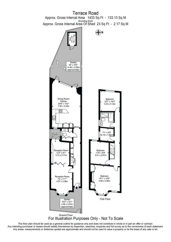 Floor Plan Image for 3 Bedroom Terraced House for Sale in Terrace Road, London