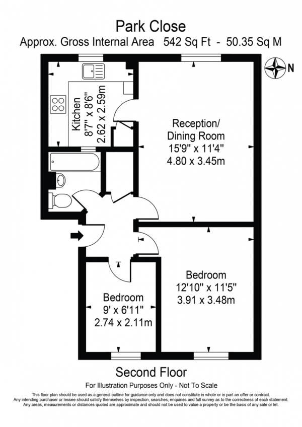 Floor Plan Image for 2 Bedroom Apartment for Sale in (Georgian Court) Park Close, London