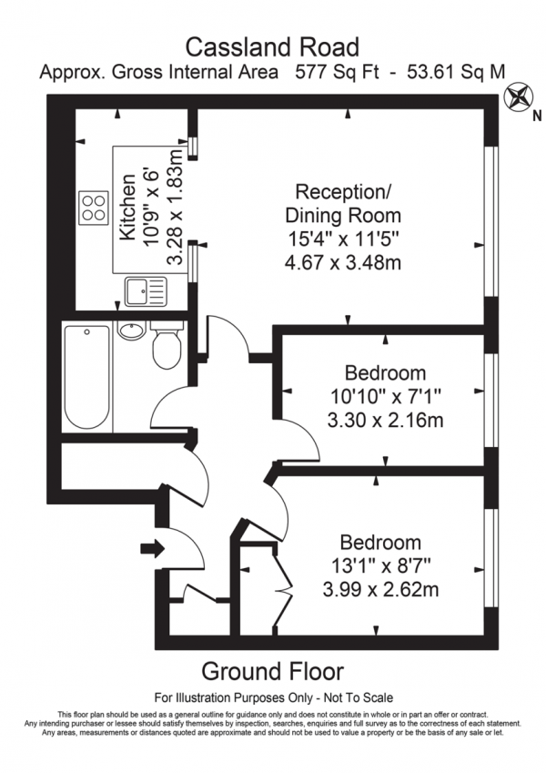 Floor Plan Image for 2 Bedroom Apartment for Sale in Cassland Road, London