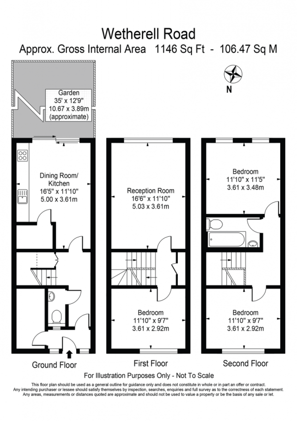 Floor Plan Image for 3 Bedroom End of Terrace House for Sale in Wetherell Road, London