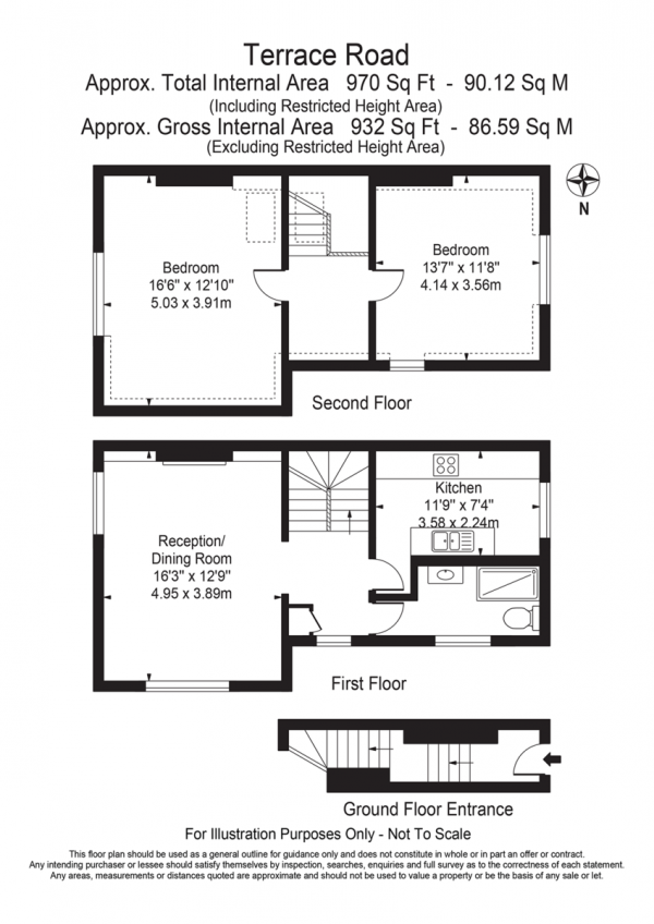 Floor Plan Image for 2 Bedroom Maisonette for Sale in Terrace Road, London