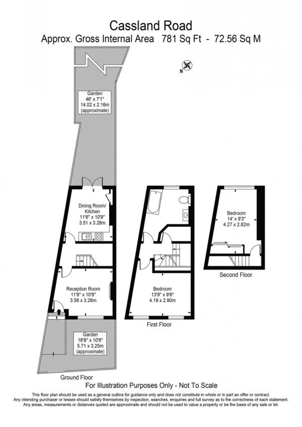 Floor Plan Image for 2 Bedroom End of Terrace House for Sale in Cassland Road, London