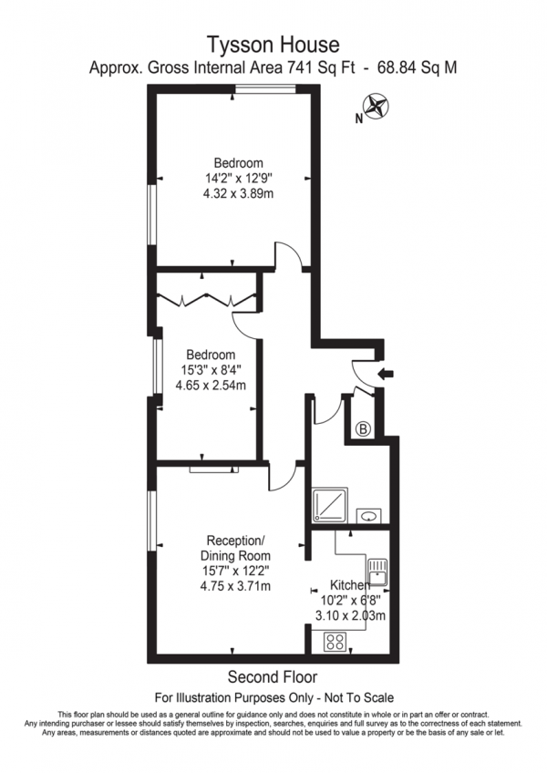 Floor Plan Image for 2 Bedroom Apartment for Sale in Tysson house