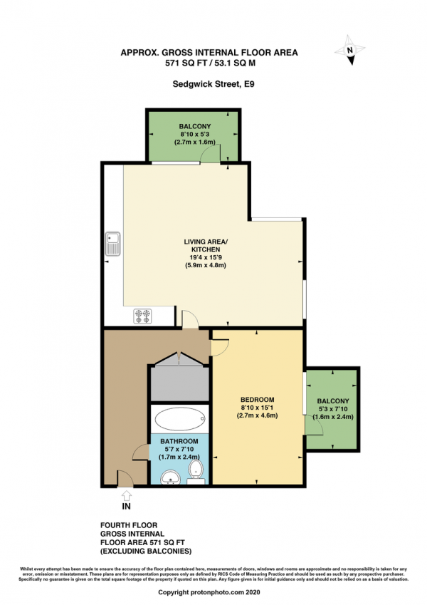 Floor Plan Image for 1 Bedroom Apartment for Sale in Modern One Bedroom Apartment