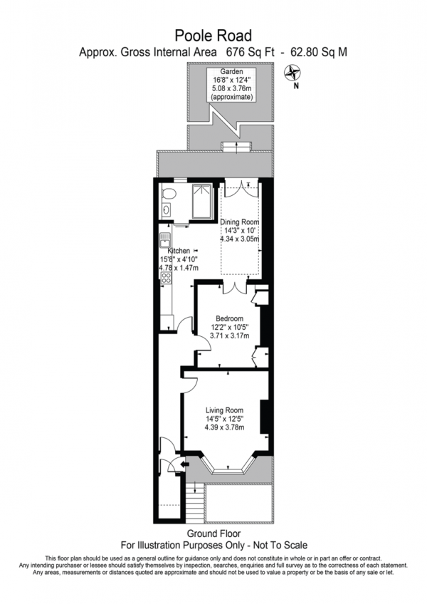 Floor Plan for 1 Bedroom Ground Flat for Sale in Poole Road, E9, 7AE -  &pound575,000