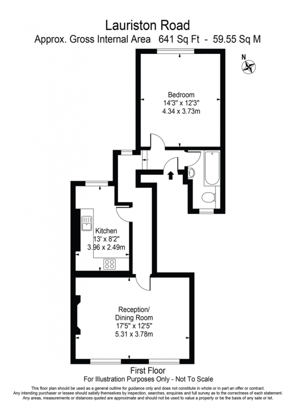 Floor Plan Image for 1 Bedroom Flat for Sale in Lauriston Road, Victoria Park