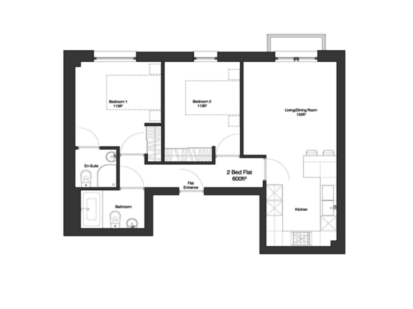 Floor Plan for 2 Bedroom Apartment to Rent in Morning Lane, Hackney, E9, 6NA - £508 pw | £2200 pcm