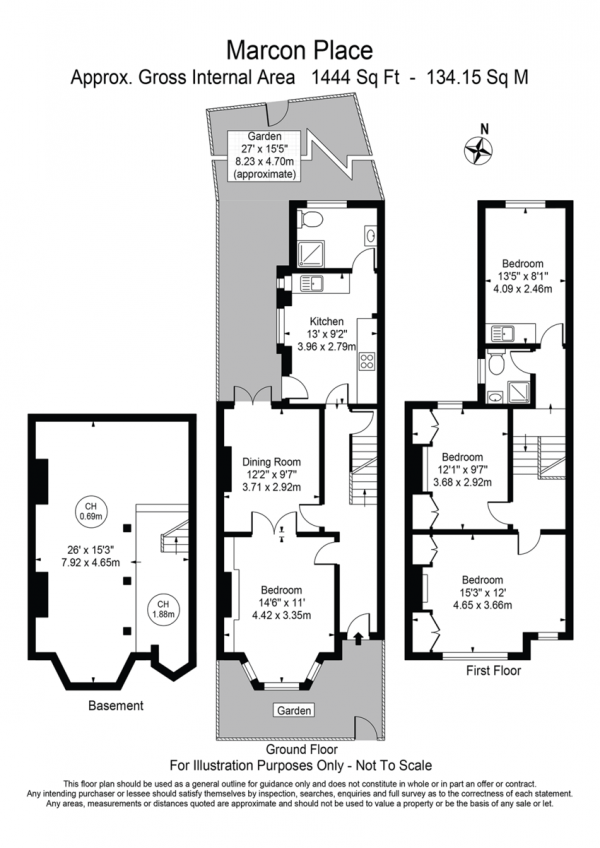 Floor Plan for 3 Bedroom Terraced House for Sale in Marcon Street, E8, 1LP -  &pound1,100,000