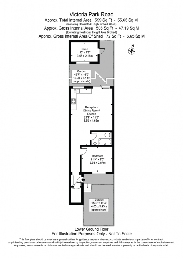 Floor Plan Image for 1 Bedroom Apartment for Sale in Victoria Park Road, London