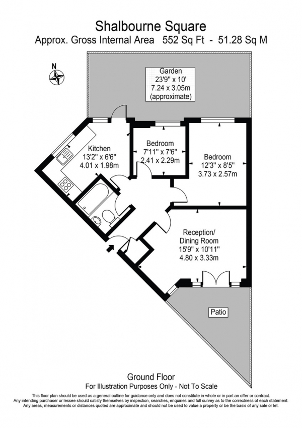 Floor Plan Image for 2 Bedroom Flat to Rent in Shalbourne Square, London. E9