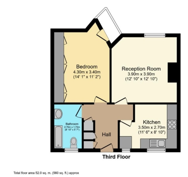 Floor Plan Image for 1 Bedroom Apartment for Sale in Banbury Road, London