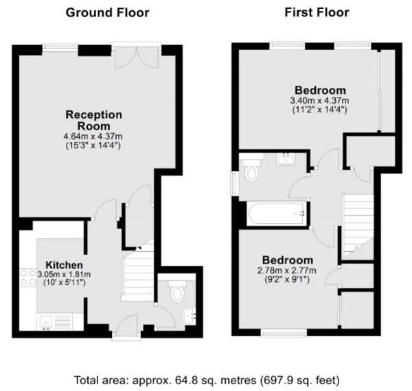 Floor Plan Image for 2 Bedroom Maisonette to Rent in Victoria Park Road, London. E9