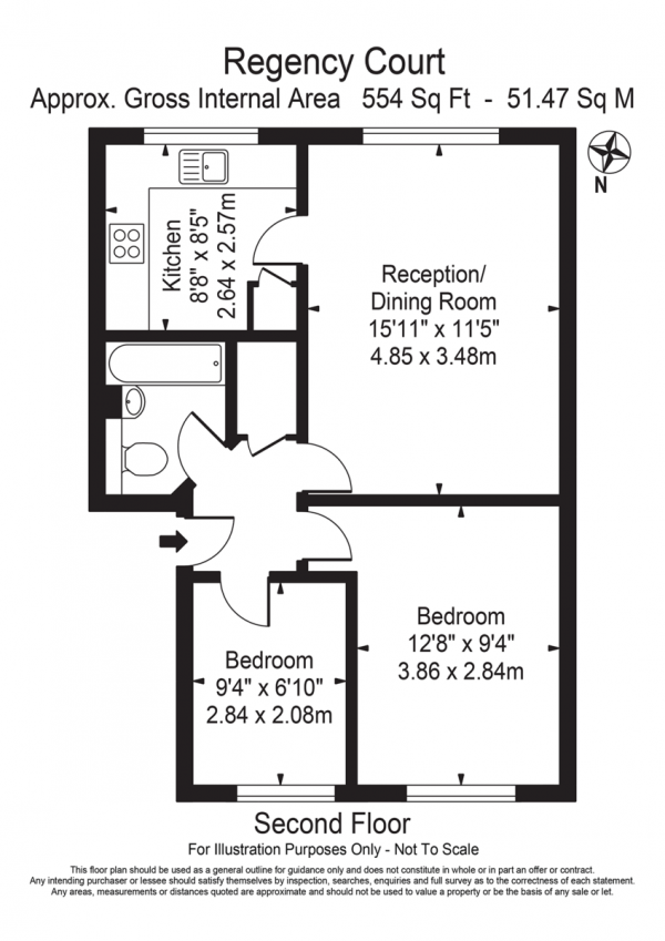 Floor Plan Image for 2 Bedroom Flat to Rent in Park Close, London