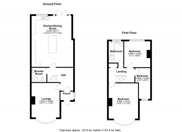 Floor Plan Image for 3 Bedroom End of Terrace House for Sale in Waterloo Road, Barkingside