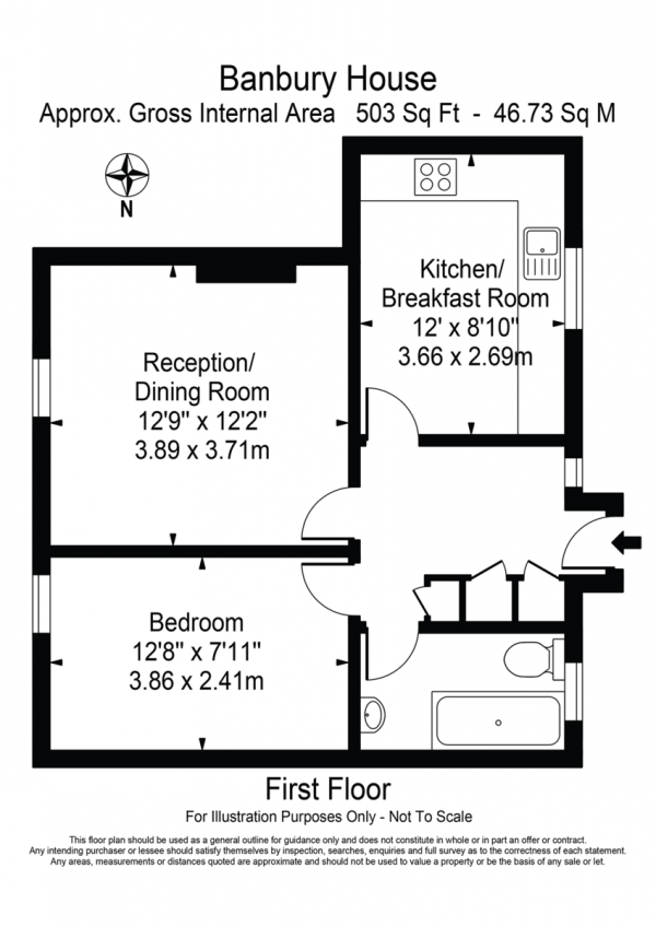 Floor Plan Image for 1 Bedroom Apartment to Rent in Banbury Road, London