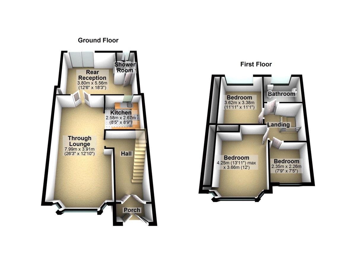 Floor Plan Image for 3 Bedroom Terraced House for Sale in Springfield Drive, Gants Hill
